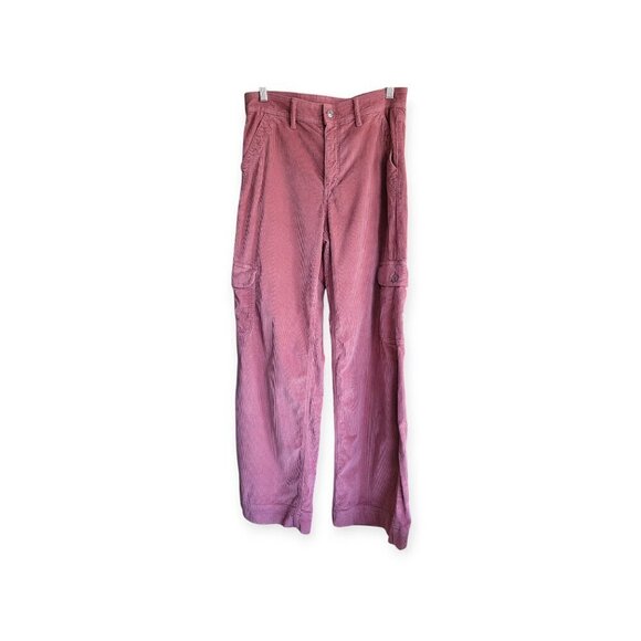 American Eagle pink super high rise baggy wide leg corduroy cargo pants size 6 - Picture 2 of 11